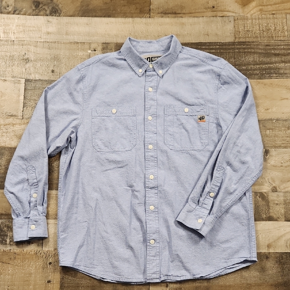 Duluth Trading Co Blue Casual Button Down Shirt Lightweight Cotton